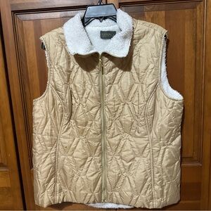 Casual Identity Gold Quilted Puffer Vest with White Fleece Lining - XL